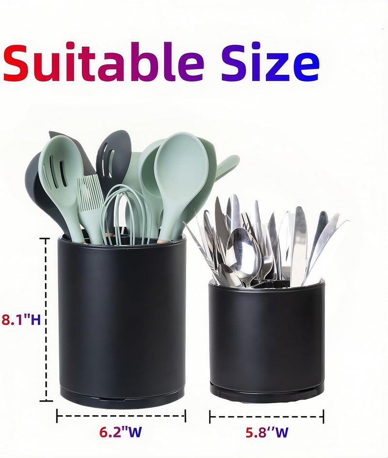 LIBODOUR Utensil Holder,Extra Large Utensil Holder for Kitchen Counter, Silverware Organizer, Stainless Steel Storage Cooking Caddy Flatware Spoon Spatula Tool Cutlery Container(2 Set) - Image 4